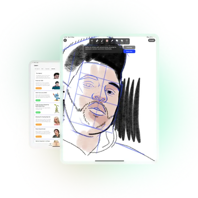 A grid of drawing lessons in the Sketchar app